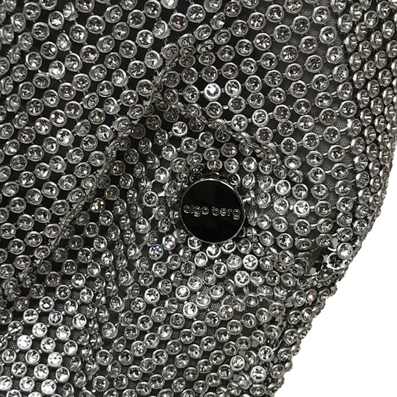 Olga Berg Jessica Soft Crystal Mesh Croissant Bag Knotted Handle Silver - Picture 4 of 7